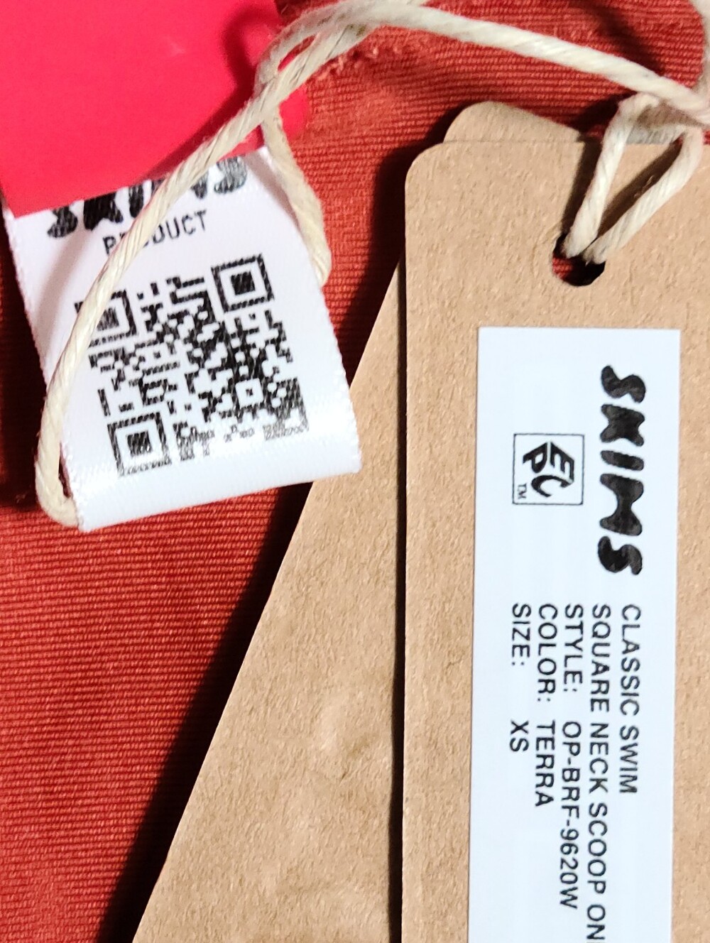 SKIMS Classic Swim Square Neck Scoop One Piece Red Terra Women XS NEW - Picture 4 of 5